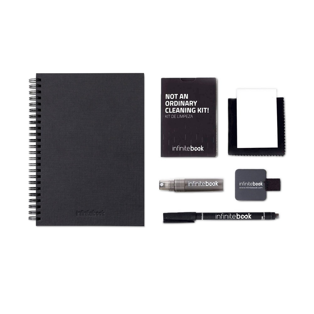 STARTER KIT INFINITEBOOK A5 PLANNER TEXTURE. Σετ που περιλαμβάνει το "Infinitebook" με σκληρό εξώφυλλο, 1 σετ καθαρισμού, 1 μαρκαδόρο και 1 θήκη στυλό