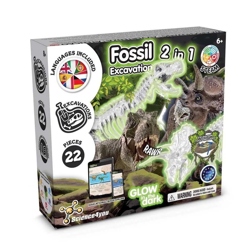 2 in 1 Fossil Excavation Kit I. Εκπαιδευτικό παιχνίδι για παιδιά