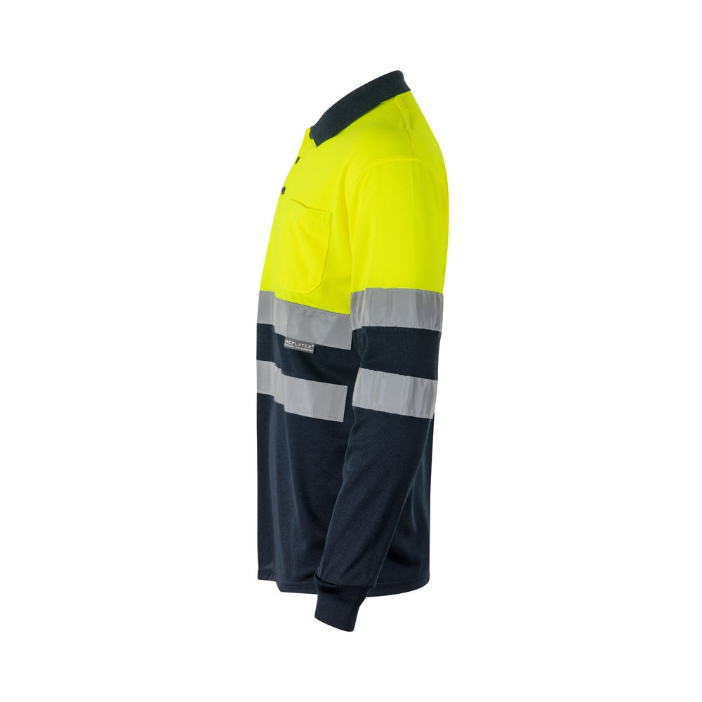 VL VULCAN. Διχρωμία πουκάμισο πόλο (160g/m²) με μακριά μανίκια, από πολυεστέρα (100%)