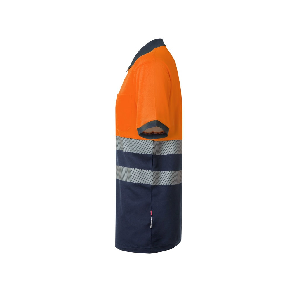 VL ACHELOUS. Δίχρωμο πουκάμισο πόλο με πιέτες (150g/m²) με κοντά μανίκια, από βαμβάκι (55%) και πολυεστέρα (45%)