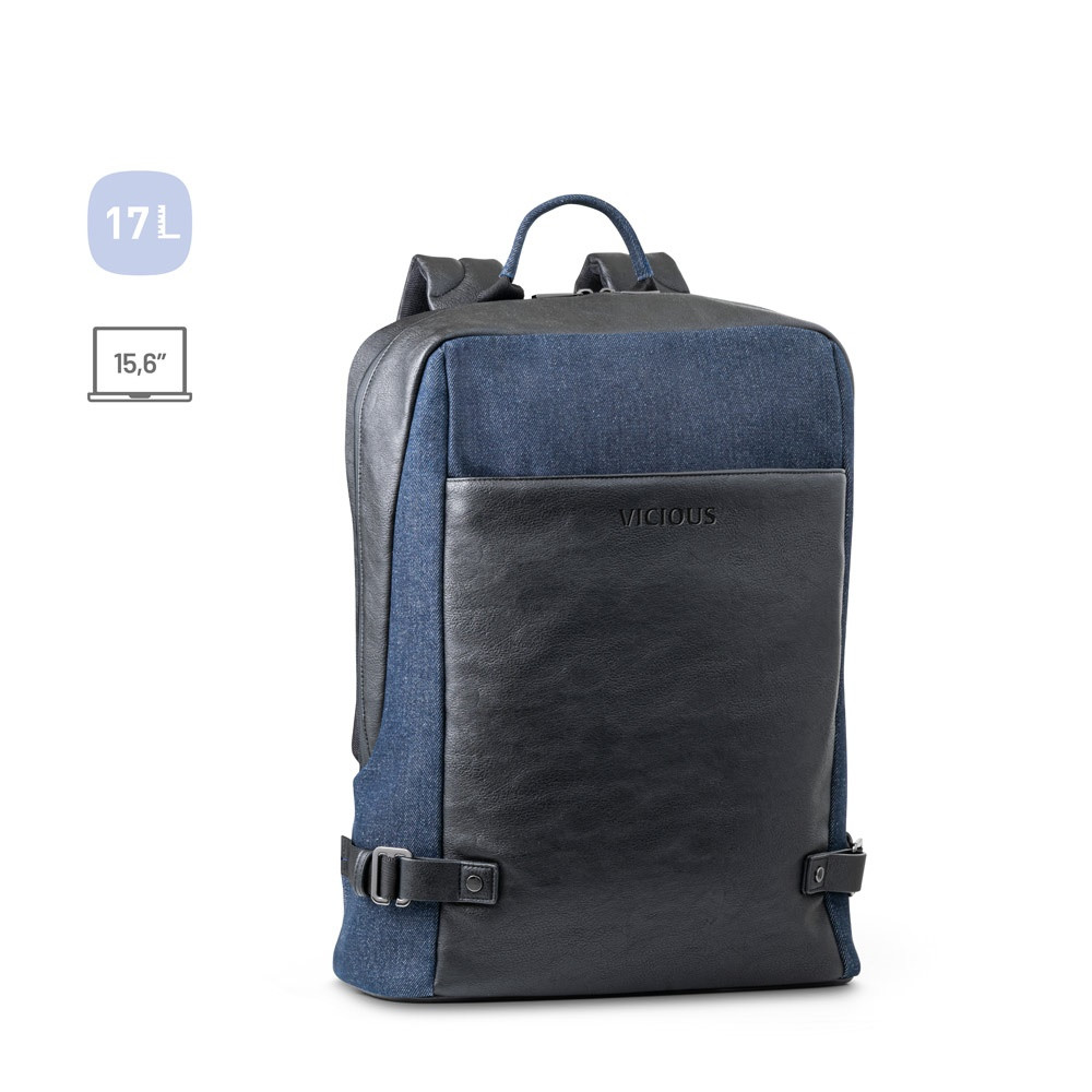 DIVERGENT BACKPACK I. Σακίδιο πλάτης laptop έως 15.6'' σε τζιν και PU