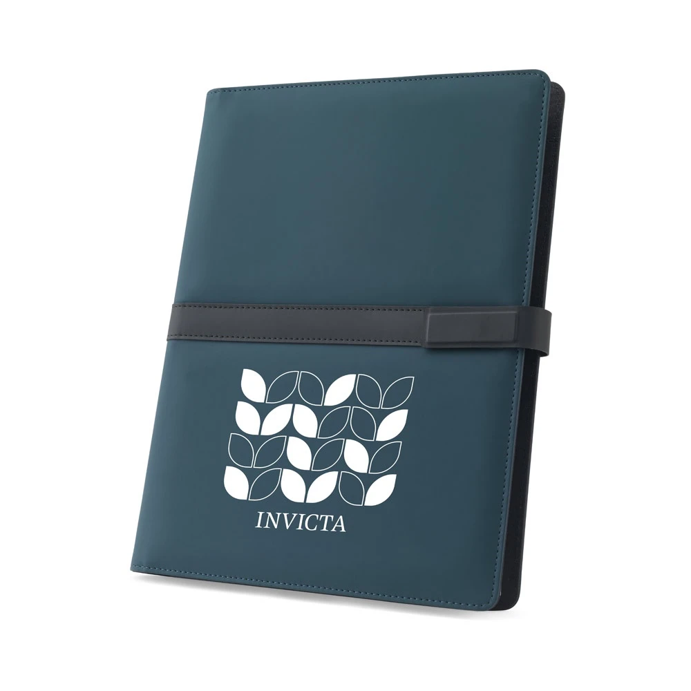 SANDERSON FOLDER. Φάκελος A4 από PU (50% ανακυκλωμένο) με μαγνητικό κλείσιμο και σημειωματάριο με σελίδες με γραμμές