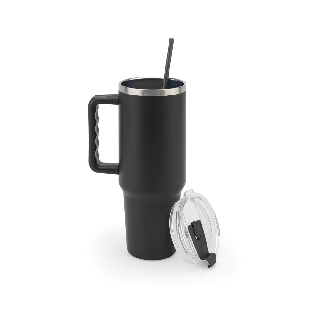 JOYNER XL. Μεγάλο κύπελλο ταξιδιού από ανοξείδωτο χάλυβα (91% ανακυκλωμένο) με διπλό τοίχωμα με μόνωση κενού και ματ φινίρισμα 1300 mL