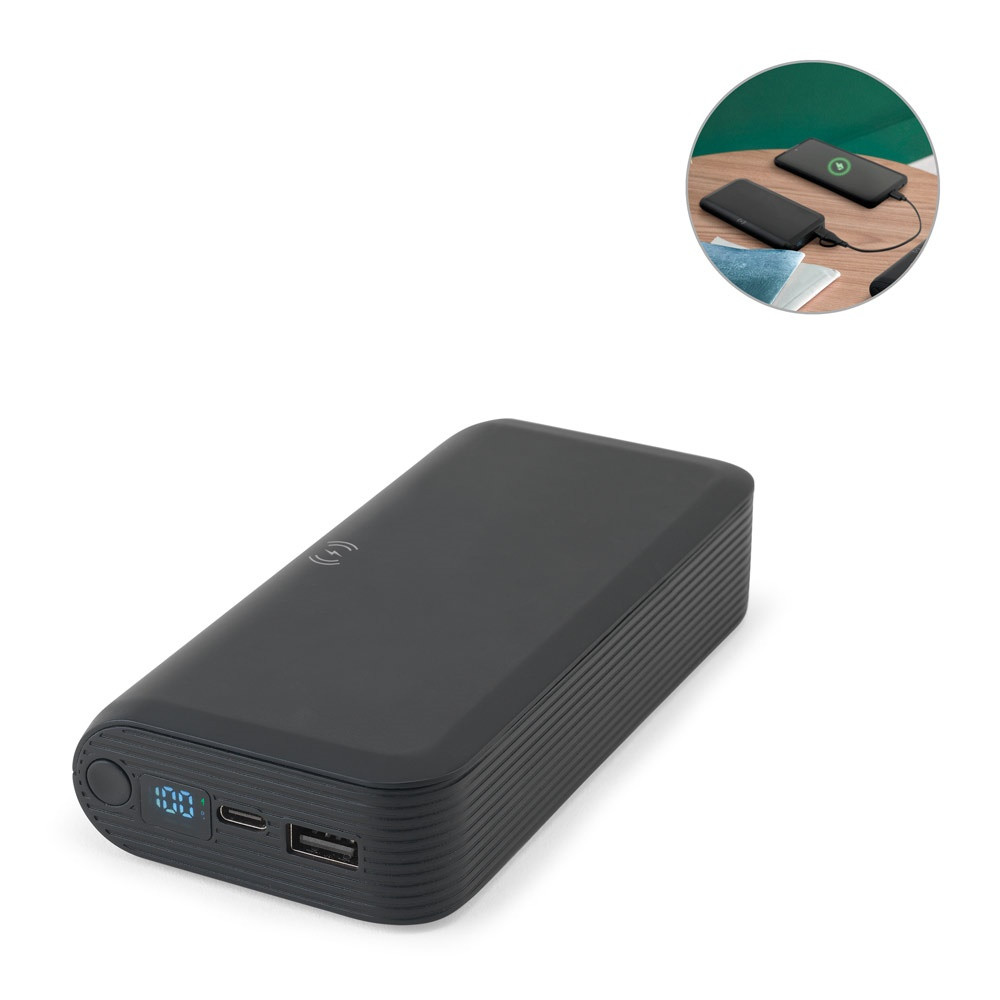 BECKER 20. Power bank 20'000 mAh από ανακυκλωμένο ABS (100% rABS) με ασύρματο φορτιστή 15W superfast