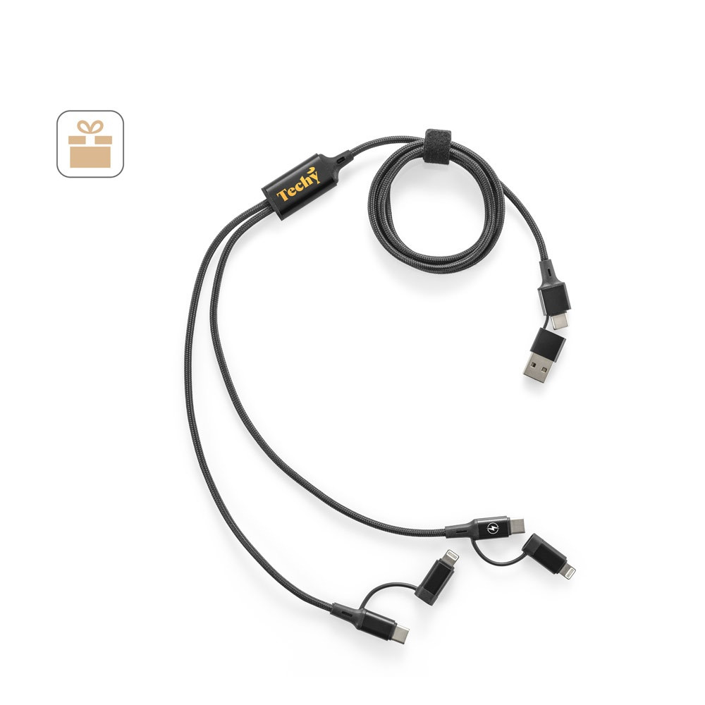 BERTOZZI. Υπερταχύς καλώδιο USB 6 σε 1 από ανακυκλωμένο αλουμίνιο (20%) και ανακυκλωμένο PET (4%)