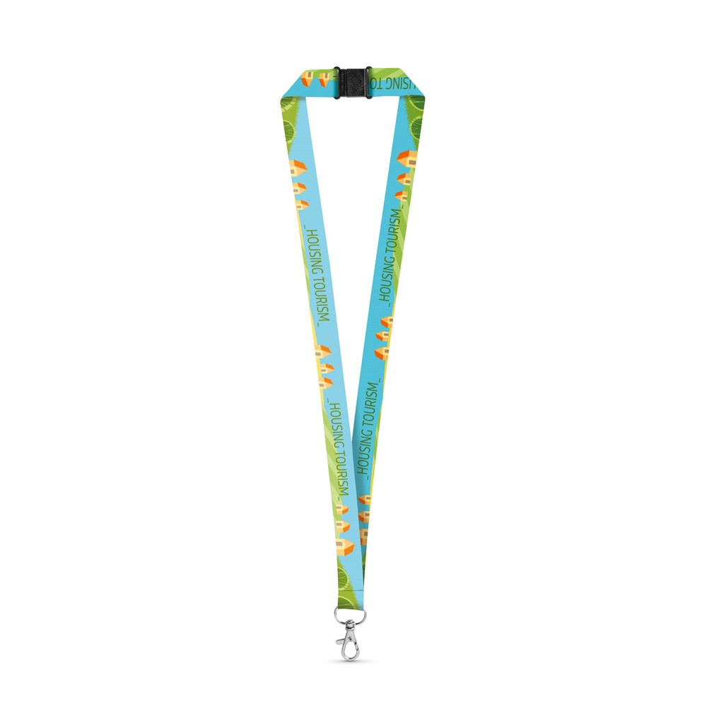 DOVER. SET Lanyard SUBLIMATION Long II (20 mm) από ανακυκλωμένο πολυεστέρα (100% rPET) με καραμπίνερ 20 mm και κούμπωμα ασφαλείας