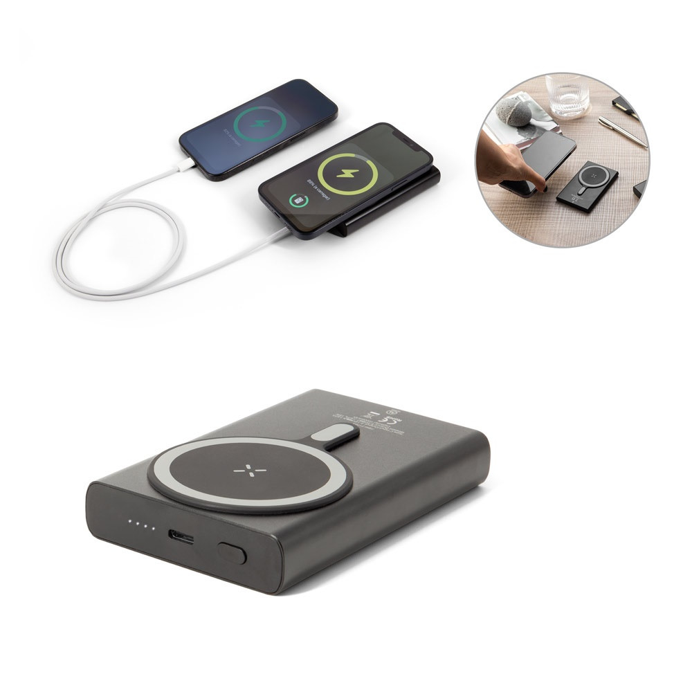 WRIGHT 10. Μαγνητικό power bank με εξαιρετικά γρήγορη φόρτιση από ανακυκλωμένο αλουμίνιο και ανακυκλωμένο ABS 10'000 mAh