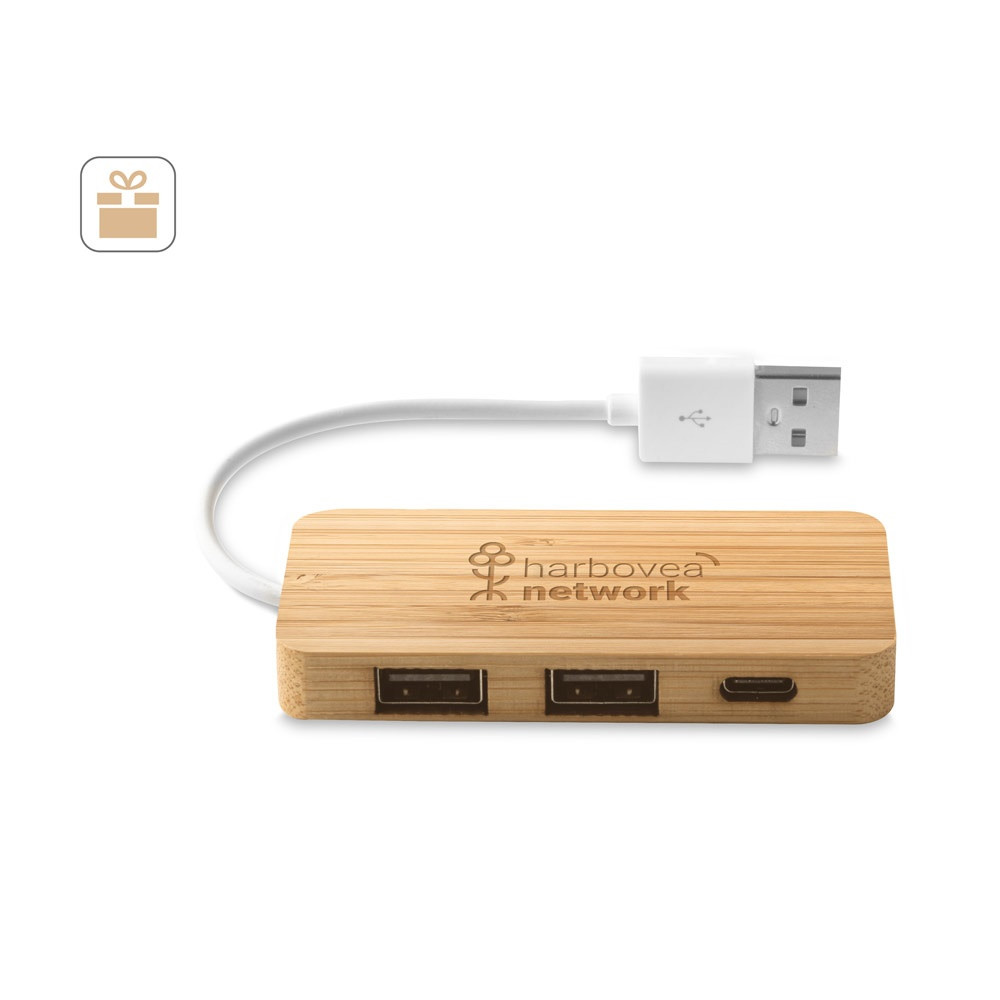 MOSER. HUB με 2 θύρες USB-A και 1 θύρα USB-C από μπαμπού