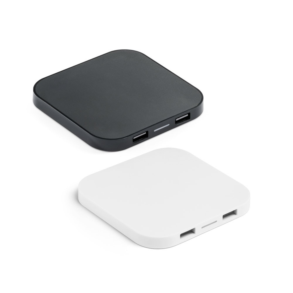 CAROLINE. Ασύρματος φορτιστής Superfast 15W με HUB 2 θύρες USB-A σε ανακυκλωμένο ABS (60% rABS)