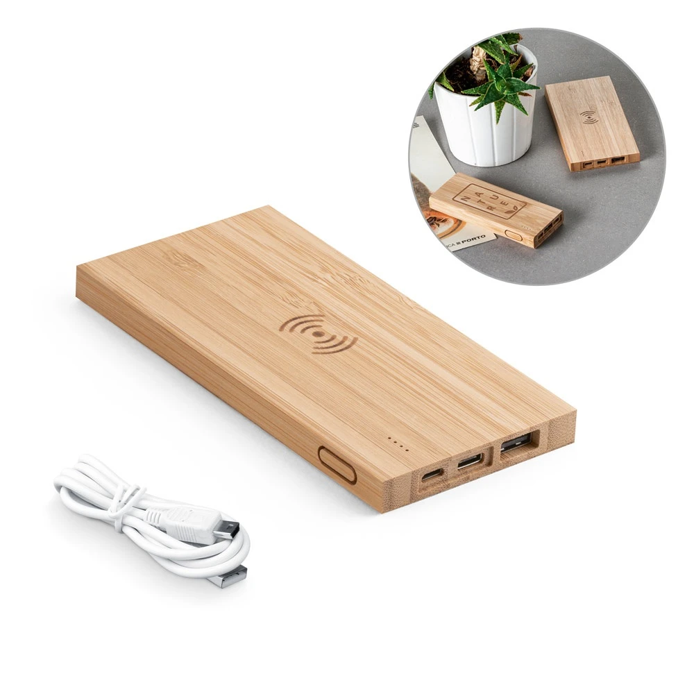 FITCH. Power bank 5'000 mAh με ασύρματο φορτιστή 5W από μπαμπού