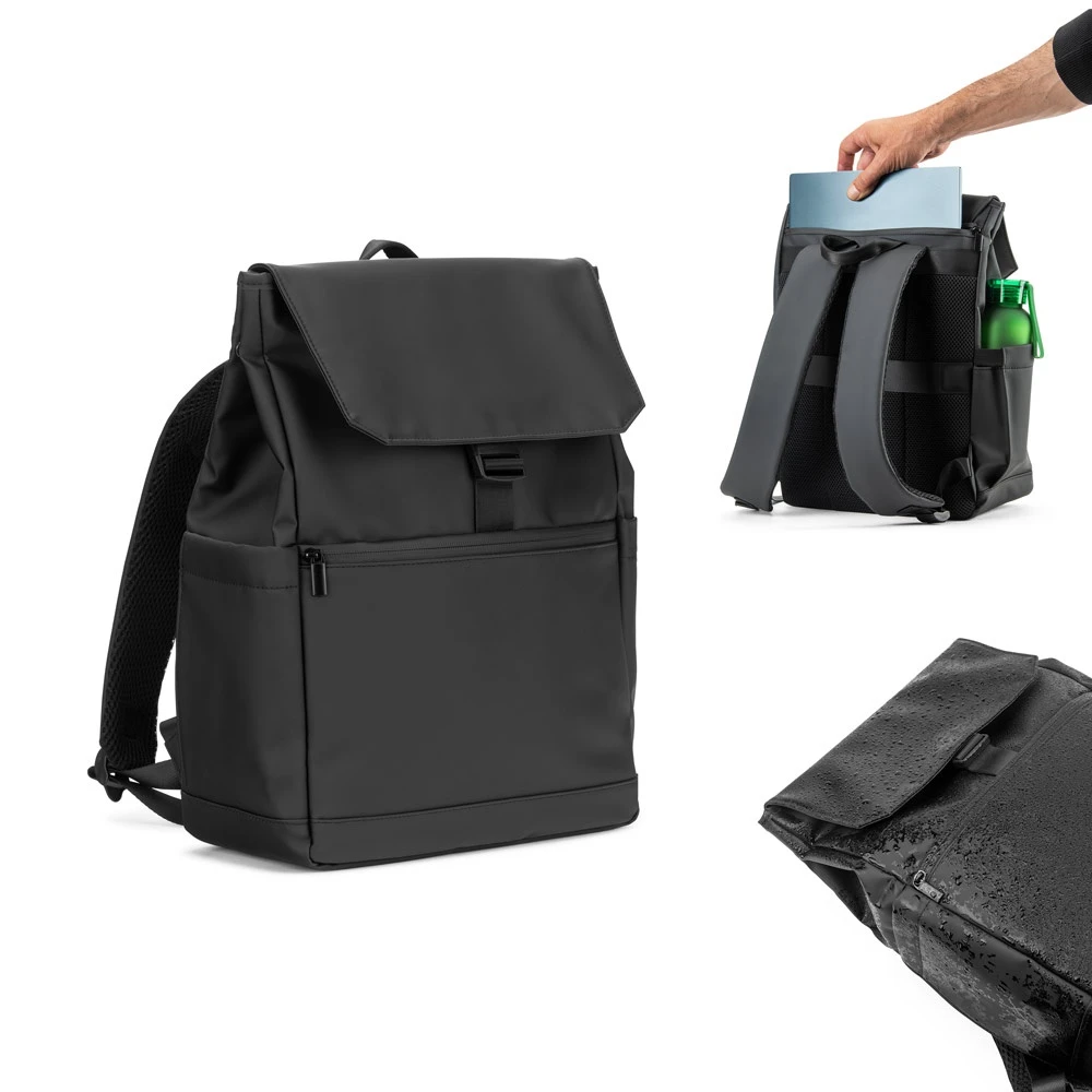 AZORES BAG. Σακίδιο πλάτης για φορητό υπολογιστή (16") από PU, με καπάκι που καλύπτει όλα τα τμήματα