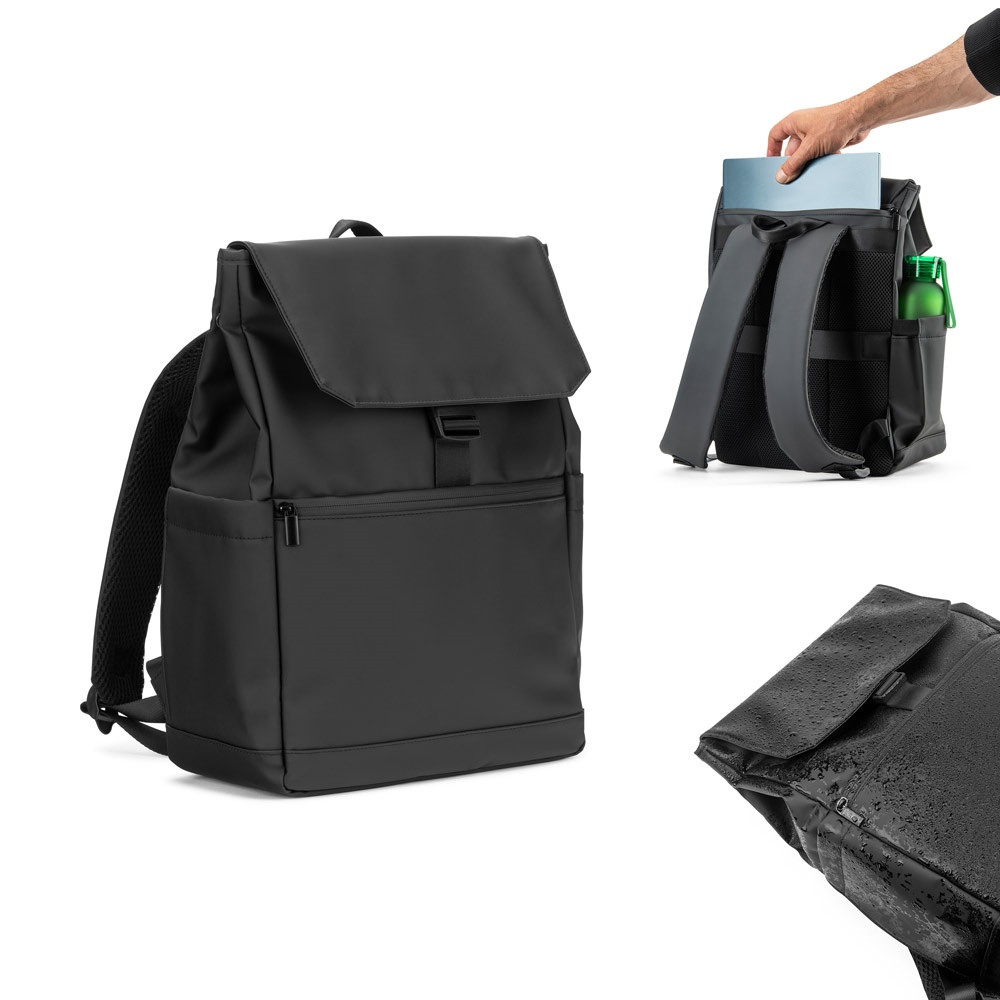 AZORES BAG. Σακίδιο πλάτης για φορητό υπολογιστή (16") από PU, με καπάκι που καλύπτει όλα τα τμήματα
