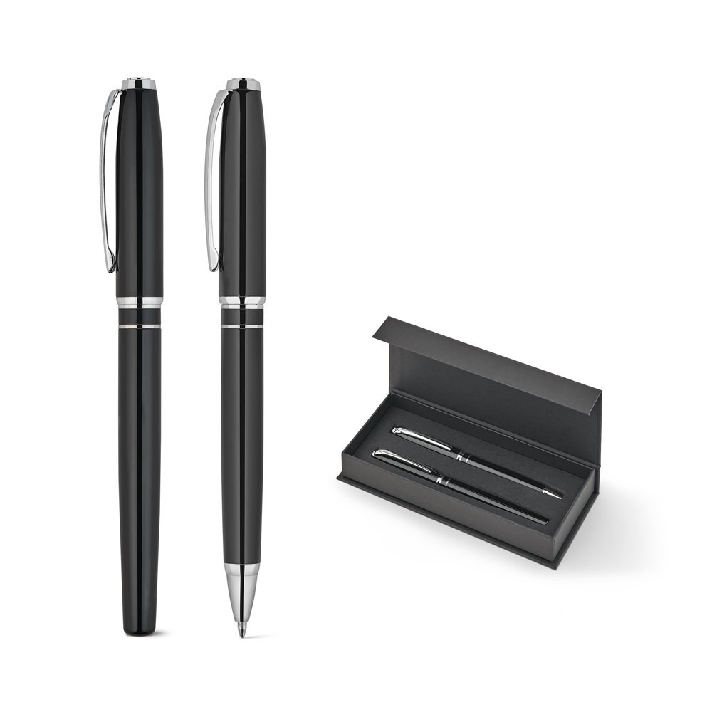 SARAMAGO. Σετ premium από 1 στυλό διαρκείας και 1 rollerball σε χαλκό και ανοξείδωτο ατσάλι, με μπλε μελάνι