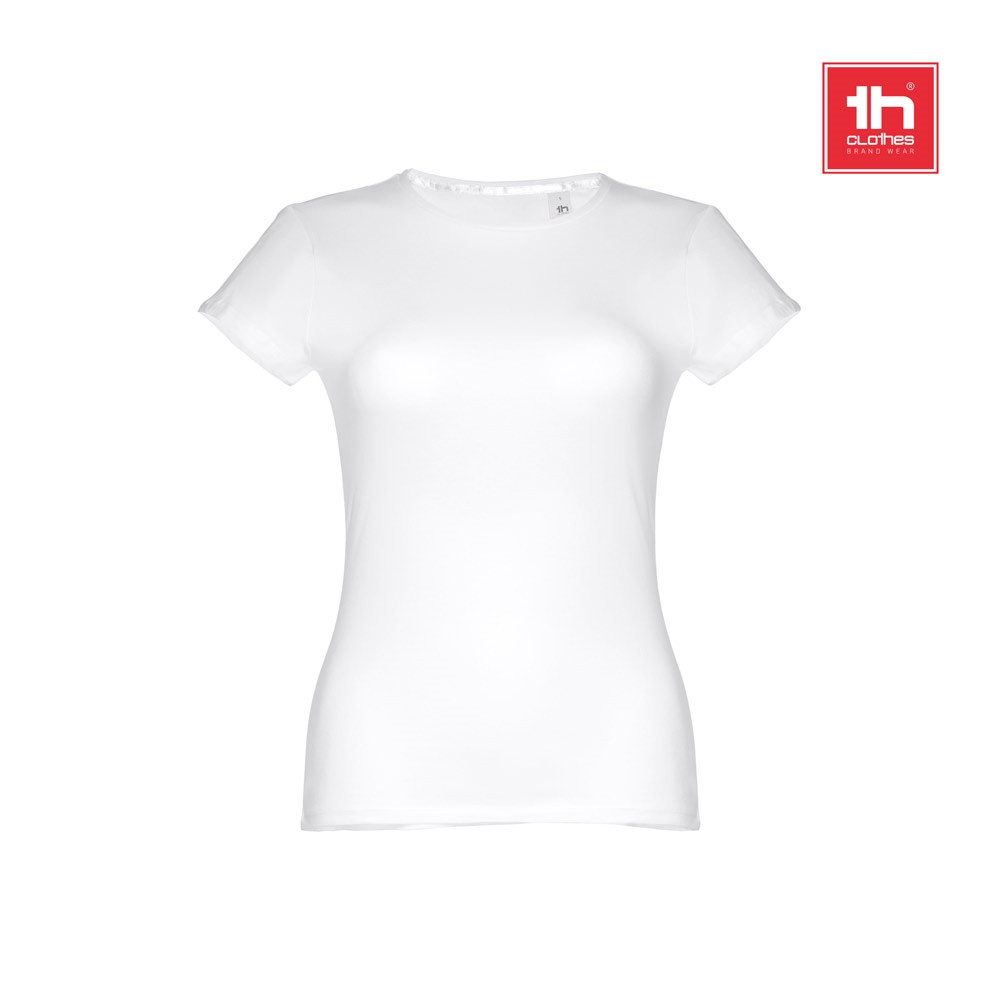 THC SOFIA WH. Γυναικείο βαμβακερό T-shirt με ζώνη. Λευκό χρώμα