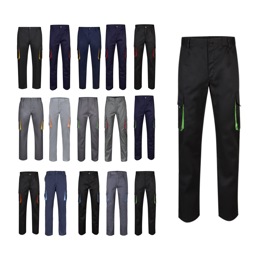 VL HYPNOS. Δίχρωμο παντελόνι twill με πολλαπλές τσέπες (200g/m²), από βαμβάκι (35%) και πολυεστέρα (65%)