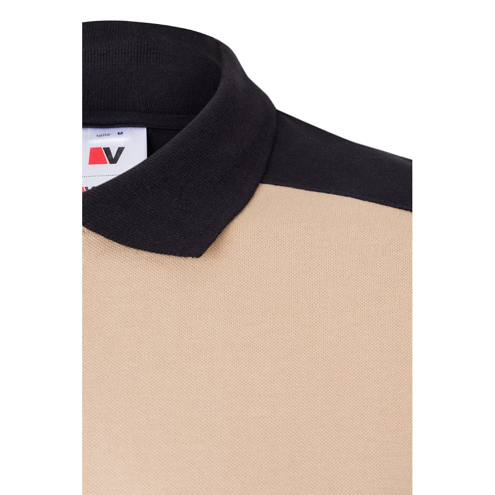 VL VELES. Δίχρωμο πουκάμισο πόλο stretch πικέ (200g/m²) με κοντά μανίκια, από πολυεστέρα (96%) και ελαστάν (4%)