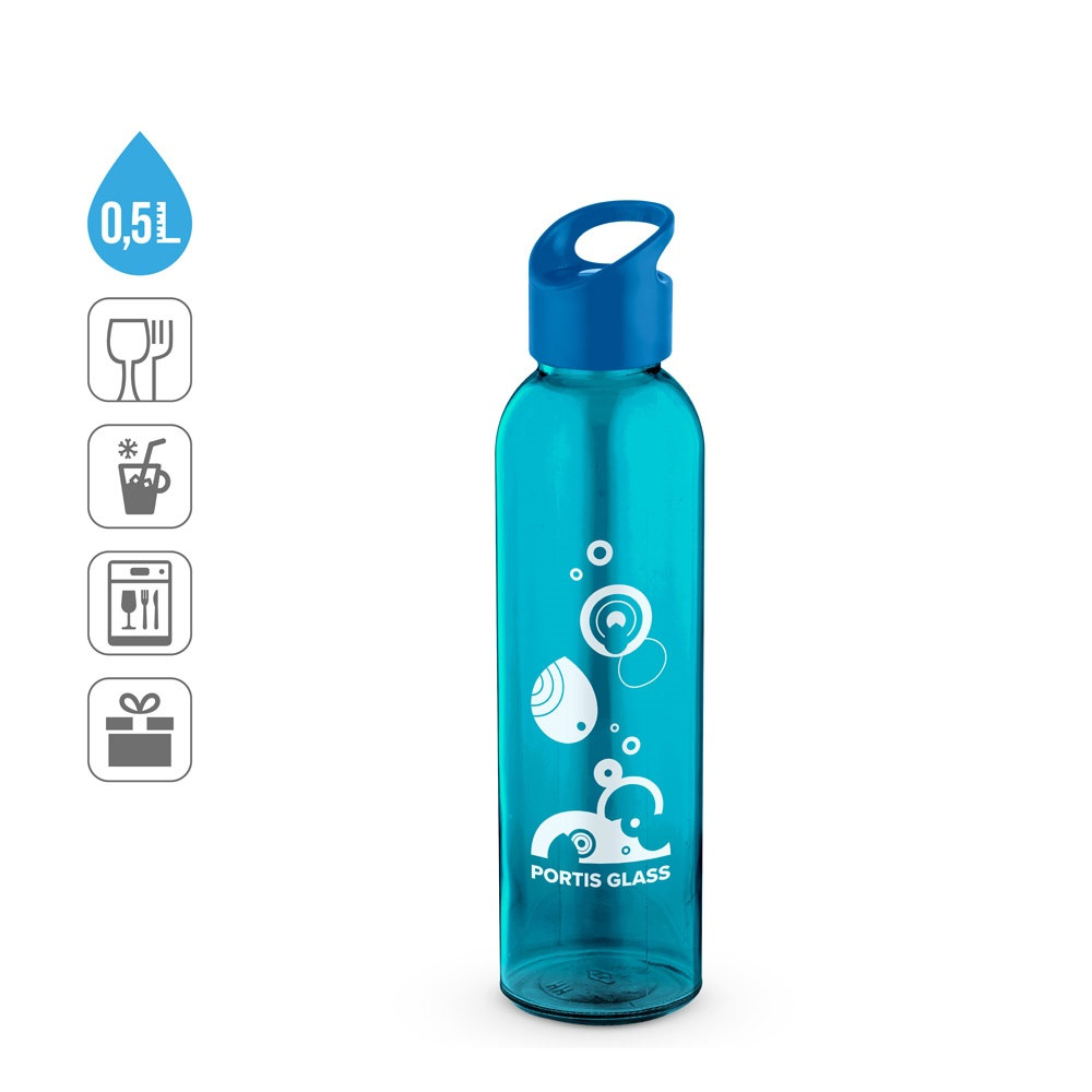 PORTIS GLASS. Γυάλινο μπουκάλι με καπάκι PP 500 mL