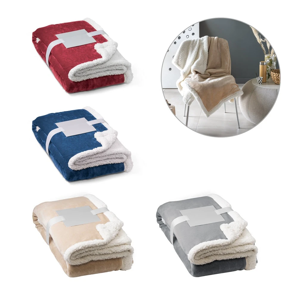 HEIDEN. Αναστρέψιμη κουβέρτα fleece (190 g/m²) με σατέν κορδέλα και εξατομικευμένη κάρτα