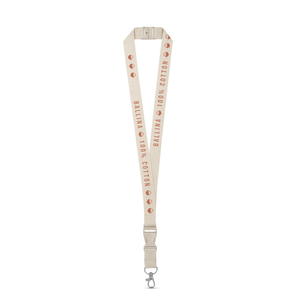 BALLINA. Lanyard από 100% βαμβάκι με μεταλλικό καραμπίνερ