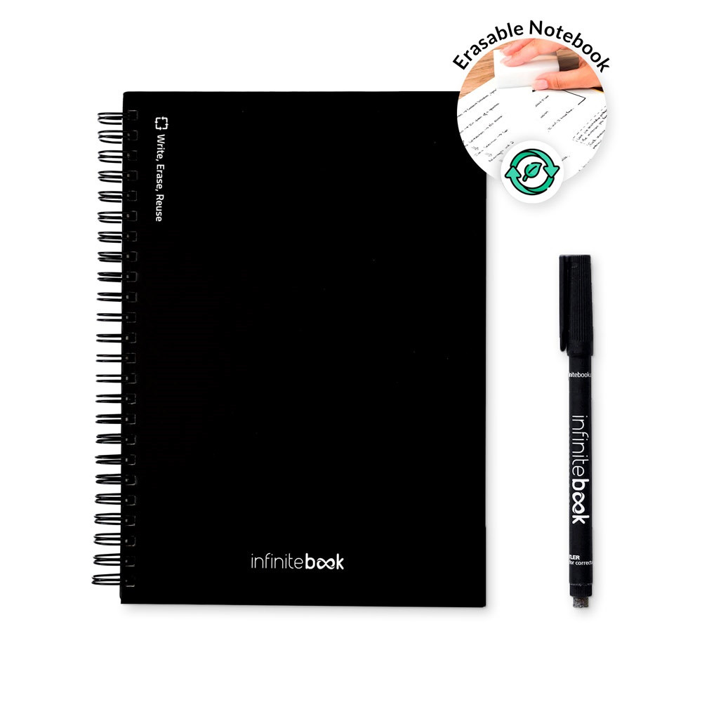 STARTER KIT INFINITEBOOK A5. Το σετ περιλαμβάνει ένα "Infinitebook", κιτ καθαρισμού, μαρκαδόρο και θήκη μαρκαδόρου