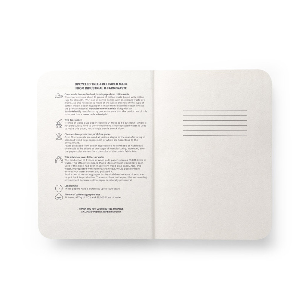 COFFEEPAD SEMI-RIGID. Σημειωματάριο A5 με ημίσκληρο εξώφυλλο από απορρίμματα φλοιού καφέ (65%)