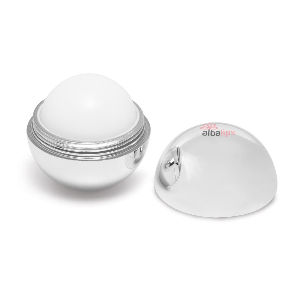 ALBA. Lip balm σε σφαιρική μεταλλική συσκευασία ABS