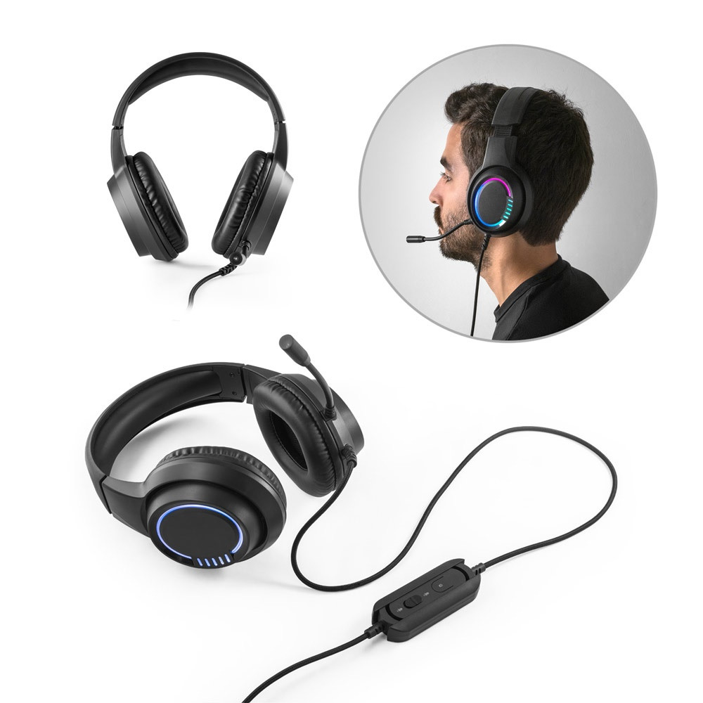 Thorne Headset RGB. Ακουστικά για παιχνίδια ABS με καλώδιο 2 μέτρων, μικρόφωνο και φώτα LED RGB