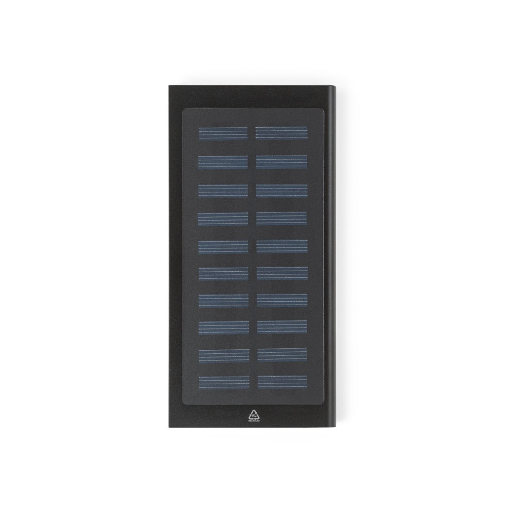 CLERK. Power bank 8'000 mAh με ηλιακό πάνελ από 100% ανακυκλωμένο αλουμίνιο