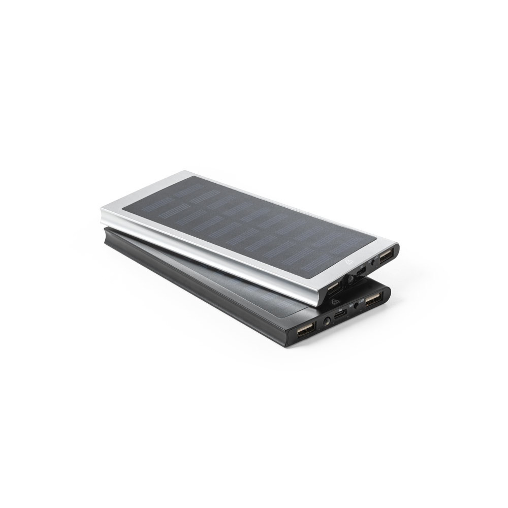 CLERK. Power bank 8'000 mAh με ηλιακό πάνελ από 100% ανακυκλωμένο αλουμίνιο