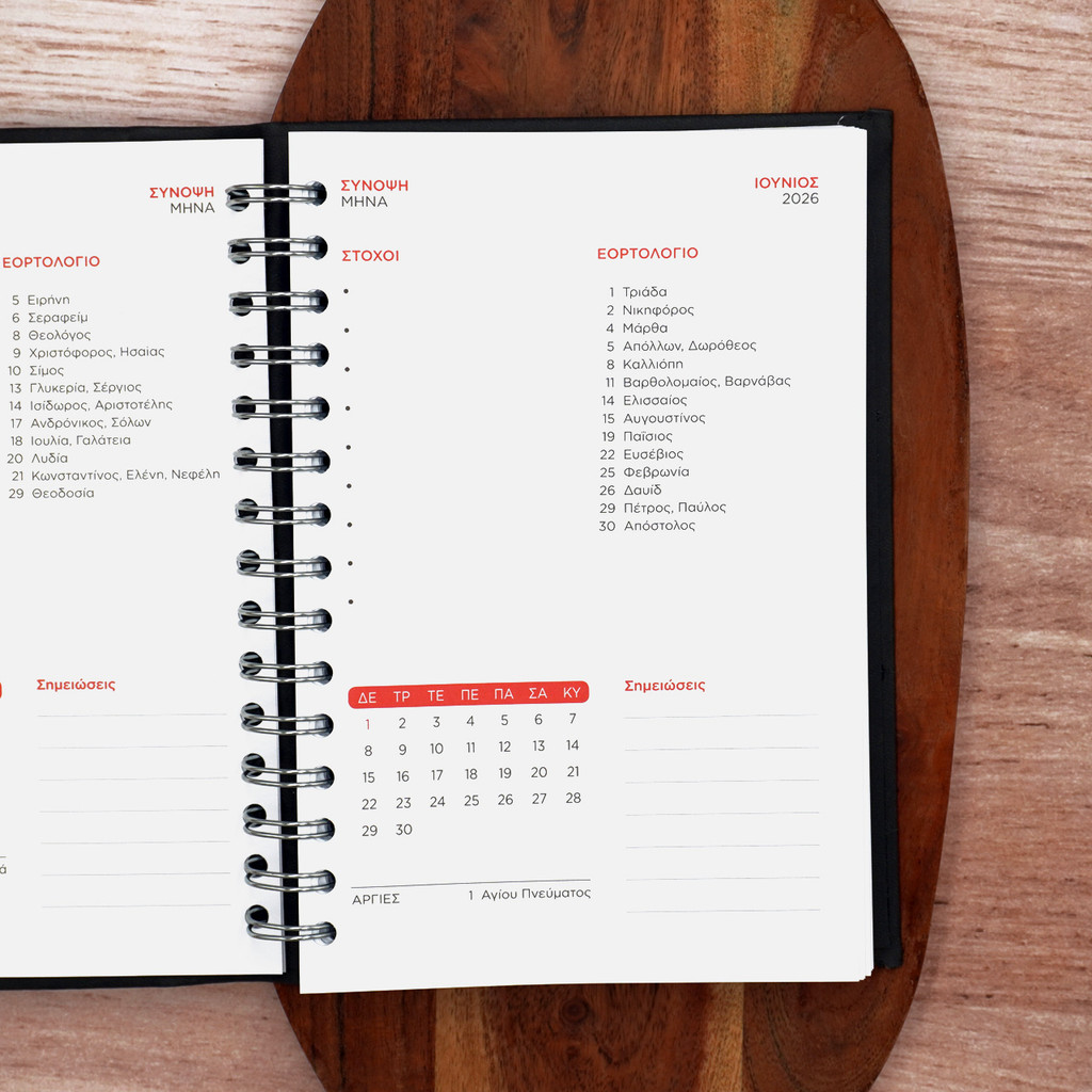 Ατζέντα Σπιράλ Eco Leather | Steel Grey