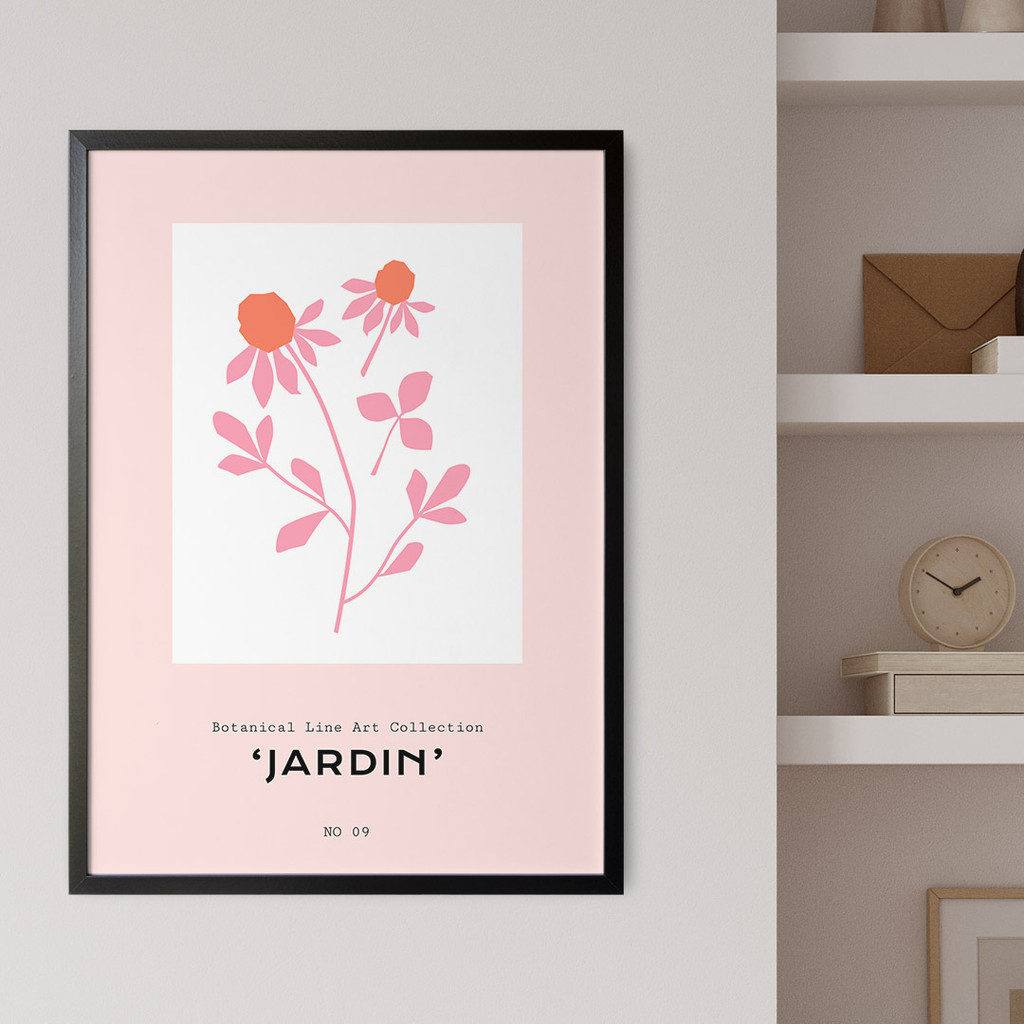 Line Art Jardin Pink Flowers