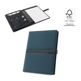 SANDERSON FOLDER. Φάκελος A4 από PU (50% ανακυκλωμένο) με μαγνητικό κλείσιμο και σημειωματάριο με σελίδες με γραμμές