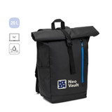 OSASCO BPACK. Σακίδιο πλάτης με σύστημα φερμουάρ που επιτρέπει την αναδίπλωση της κορυφής ώστε να προσαρμόζεται στον όγκο του σακιδίου, κατασκευασμένο από ανακυκλωμένο πολυεστέρα 600D