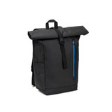 OSASCO BPACK. Σακίδιο πλάτης με σύστημα φερμουάρ που επιτρέπει την αναδίπλωση της κορυφής ώστε να προσαρμόζεται στον όγκο του σακιδίου, κατασκευασμένο από ανακυκλωμένο πολυεστέρα 600D