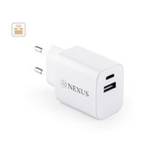 WEGENER. Προσαρμογέας ρεύματος με θύρα USB-A 18W και USB-C 20W σε ανακυκλωμένο ABS (100% rABS)