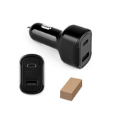 DIRAC. Προσαρμογέας αναπτήρα τσιγάρου με θύρα USB-A 18W και USB-C 20W από ανακυκλωμένο ABS (100% rABS)