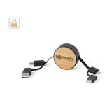 RUBINS. Αναδιπλούμενο καλώδιο USB 6 σε 1 από ανακυκλωμένο ABS (100% rABS) και μπαμπού