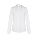 THC PARIS WOMEN WH. Γυναικείο μακρυμάνικο πουκάμισο από ποπλίνα. άσπρο χρώμα