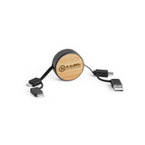 RUBINS. Αναδιπλούμενο καλώδιο USB 6 σε 1 από ανακυκλωμένο ABS (100% rABS) και μπαμπού