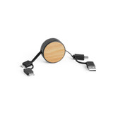 RUBINS. Αναδιπλούμενο καλώδιο USB 6 σε 1 από ανακυκλωμένο ABS (100% rABS) και μπαμπού