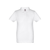 THC ADAM KIDS WH. Παιδικό πουκάμισο πόλο με κοντά μανίκια (unisex). Λευκό χρώμα