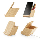 LEAVITT. Θήκη smartphone και θήκη στυλό με ασύρματο φορτιστή 10W σούπερ γρήγορο ασύρματο φορτιστή σε μπαμπού