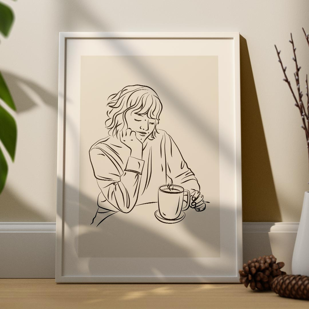 Product Image for Line Art, Good Morning With a Cup Of Coffee