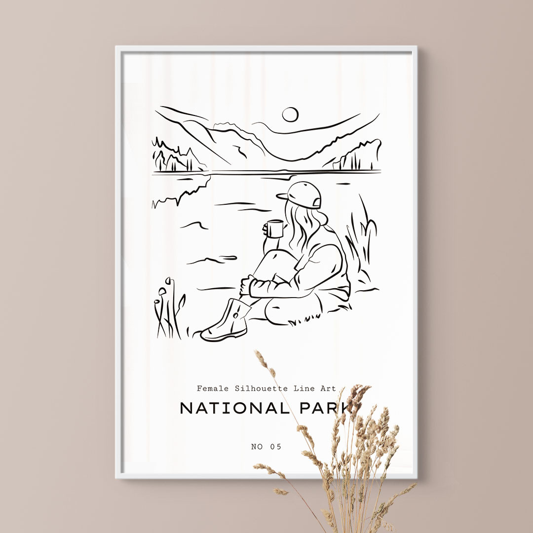 Product Image for National Park, Female Silhouette Line Art No. 05