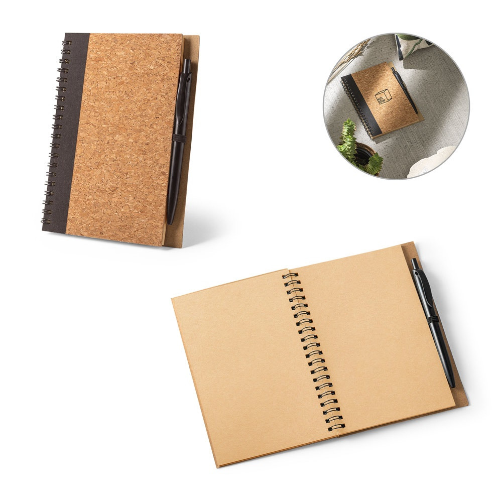 Product Image for VICENTE. Σημειωματάριο B6 από φελλό και rPET με στυλό με σφαιρίδιο
