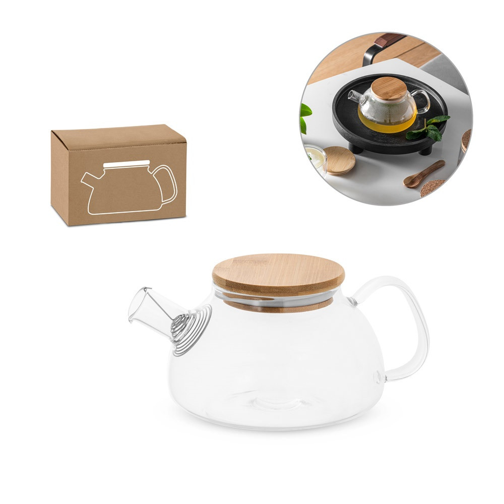 Product Image for SNEAD. βοριοπυριτικό Γυάλινη τσαγιέρα με καπάκι από μπαμπού 750 mL