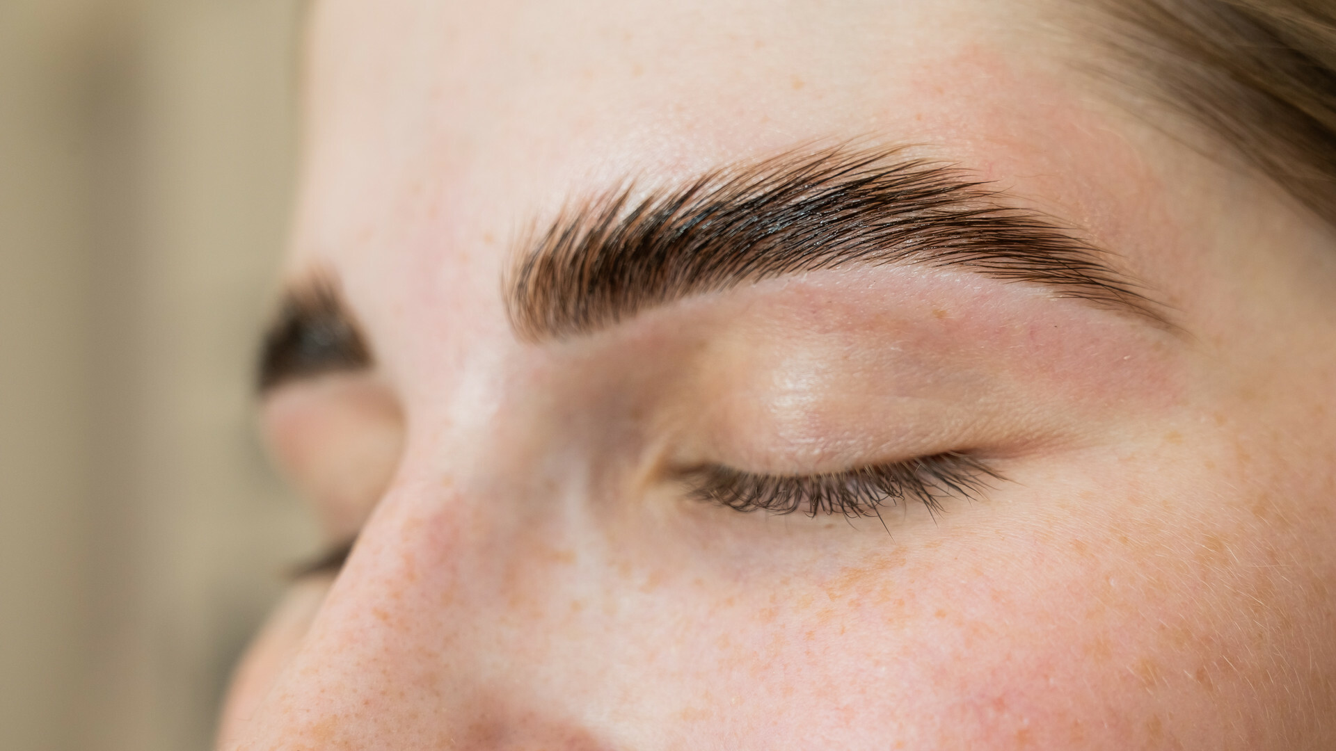 close-up of a person’s eyebrow area