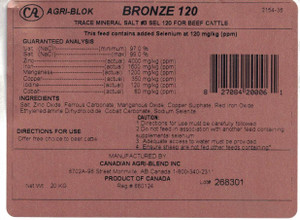Agri Blok Bronze 120 Selenium & Trace Minerals 20 Kg