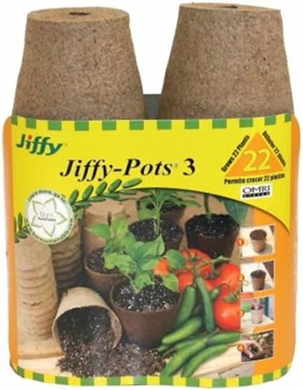Jiffy Fiber Grow Coconut Coir Pots 3" Round pots - 22pk