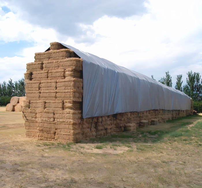 Hay Bale Stack Tarp HD 25' x 48' Silver/Black